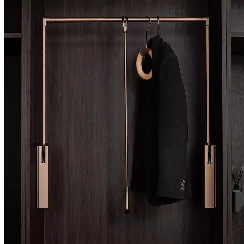 Mocha Gold Dual-Buffer Retractable Clothes Rod